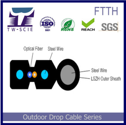 Kabel van de de Glasvezel de Optische FTTH Luchtdaling van China FRP met de Vezelsgjxfh Zwarte van G657A SM 2