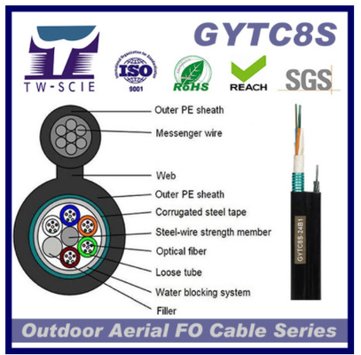 GYTC8s 36 van de de Vezel Optische Kabel van het Kernstaal Gepantserde directe begraven de vezel optische die kabel in telecommuniction wordt gebruikt