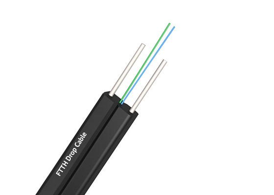 Hot Dip gegalvaniseerd FTTH-druppelkabel met aangepaste vorm PE PVC LSZH HDPE jas 0,45mm staal
