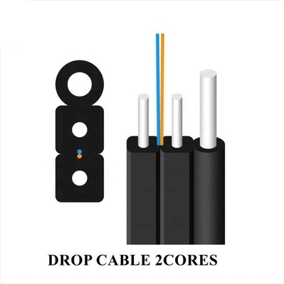 Hot Dip gegalvaniseerd FTTH-druppelkabel met aangepaste vorm PE PVC LSZH HDPE jas 0,45mm staal