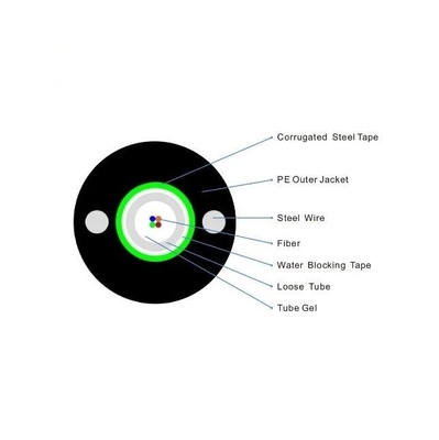 Monomode-optische centrale uni-buis gegolfde stalen harnaskanalen Aerial GYXTW glasvezel kabel