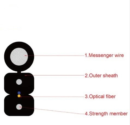 Self-supporting FTTH Drop Cable 1 Core tot 4 Cores Indoor Outdoor Overhead Optical Fiber Cable