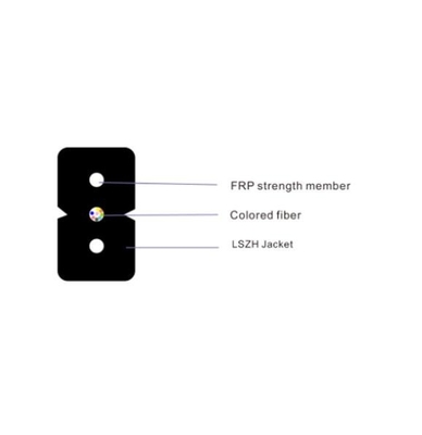 Inrichting FTTH-dropkabel, FRP-sterkte Memeber, 1-12F,keuze van OS2/OM2/OM3/OM4,LSZH