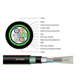 144 Cores GYTA53 Outdoor Fiber Optic Cable Direct Buried Stranded Loose Tube Armored Cable