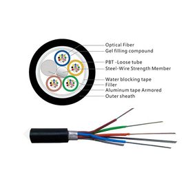 Single Loose Tube GYTA Outdoor Aerial and Duct 24 Core SM Fiber Optic Cable met staaldraad