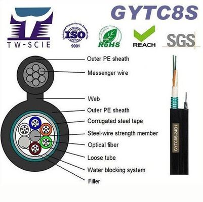 OEM 8 12 24 Kernfig8 Zelfstandige Luchtfiguur 8 Vezel Optische Kabel (GYTC8S)