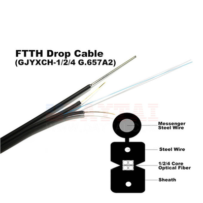 Openlucht Zelfstandige de Dalingskabel 1/2/4 Figuur 8 van GJYXCH FTTH van de Kern Enige Wijze