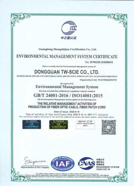 CHINA DONGGUAN TW-SCIE CO., LTD. certificaten